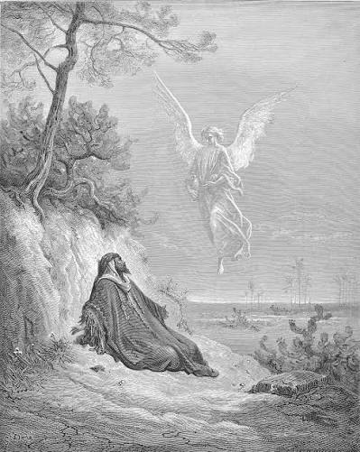 The Watchers — a classical engraving depicting an angelic being appearing to a human figure